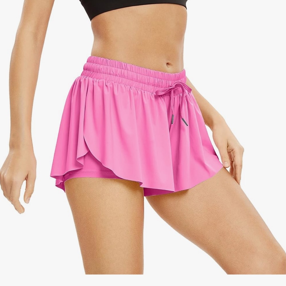 Amazon pink flowy athletic shorts